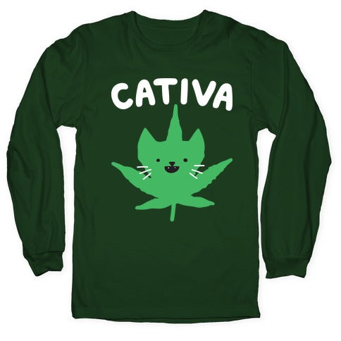 Cativa (Sativa Cat) Longsleeve Tee Hoodie, Sweatshirt | PureTeeCo.com (Image 4)