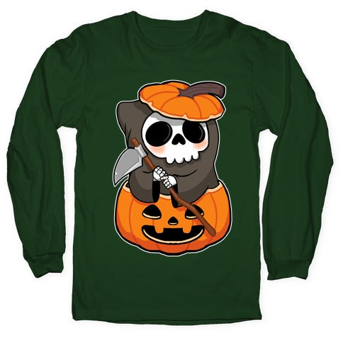 Cute Halloween Grim Reaper Longsleeve Tee Style001 Hoodie, Sweatshirt | PureTeeCo.com (Image 4)