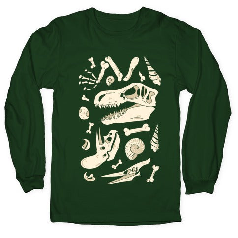 Dino Fossils Pattern Longsleeve Tee Hoodie, Sweatshirt | PureTeeCo.com (Image 4)