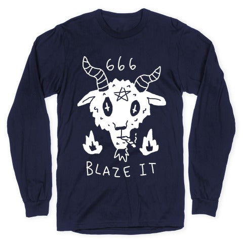 666 Blaze It Satan Longsleeve Tee Hoodie, Sweatshirt | PureTeeCo.com (Image 5)
