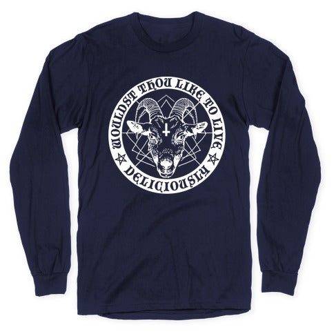 Black Philip: Wouldst Thou Like To Live Deliciously Longsleeve Tee Hoodie, Sweatshirt | PureTeeCo.com (Image 5)