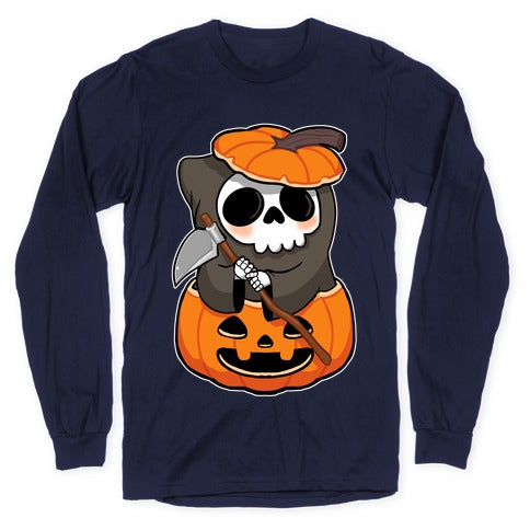 Cute Halloween Grim Reaper Longsleeve Tee Style001 Hoodie, Sweatshirt | PureTeeCo.com (Image 5)