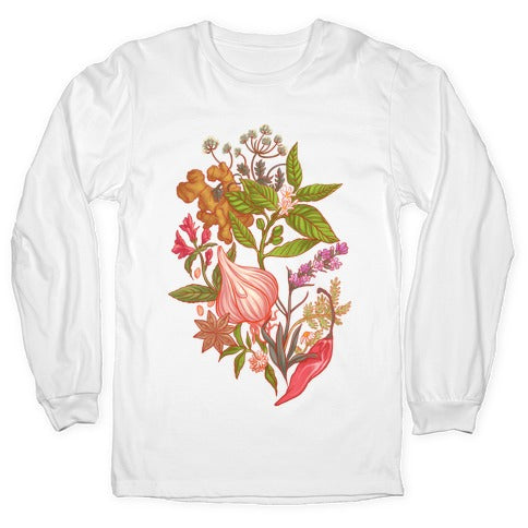 Chef's Botanical Herbs and Spices Longsleeve Tee Hoodie, Sweatshirt | PureTeeCo.com