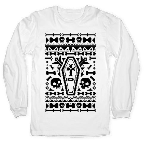 Coffins and Skulls Ugly Sweater Longsleeve Tee Hoodie, Sweatshirt | PureTeeCo.com