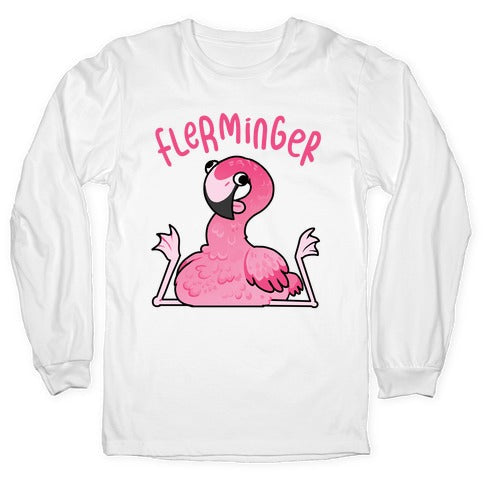 Derpy Flamingo Flerminger Longsleeve Tee Hoodie, Sweatshirt | PureTeeCo.com