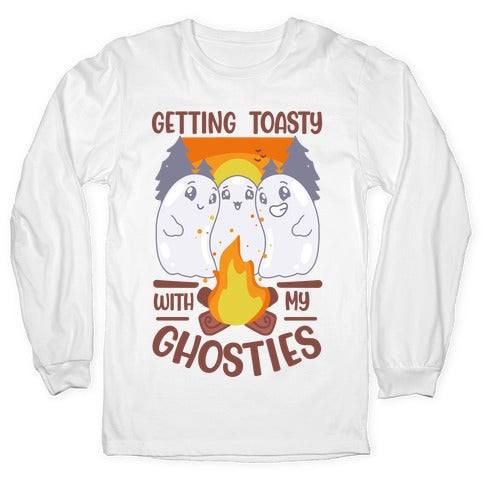Getting Toasty With My Ghosties  Longsleeve Tee Hoodie, Sweatshirt | PureTeeCo.com