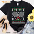 Ugly Sweater Snow Playing Tennis Picture Santa Xmas