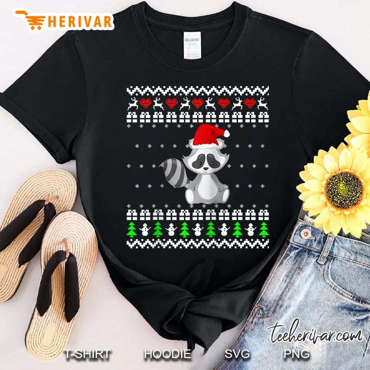Raccoon Ugly Christmas Sweater Raglan Baseball Tee