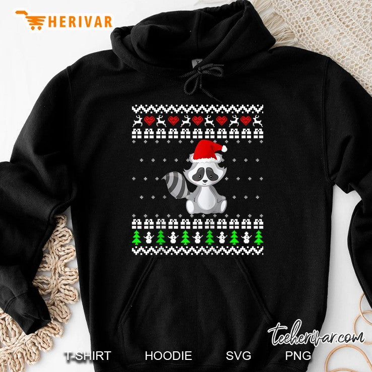 Raccoon Ugly Christmas Sweater Raglan Baseball Tee