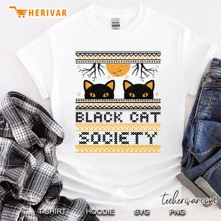 Black Cat Society Halloween Ugly Sweater