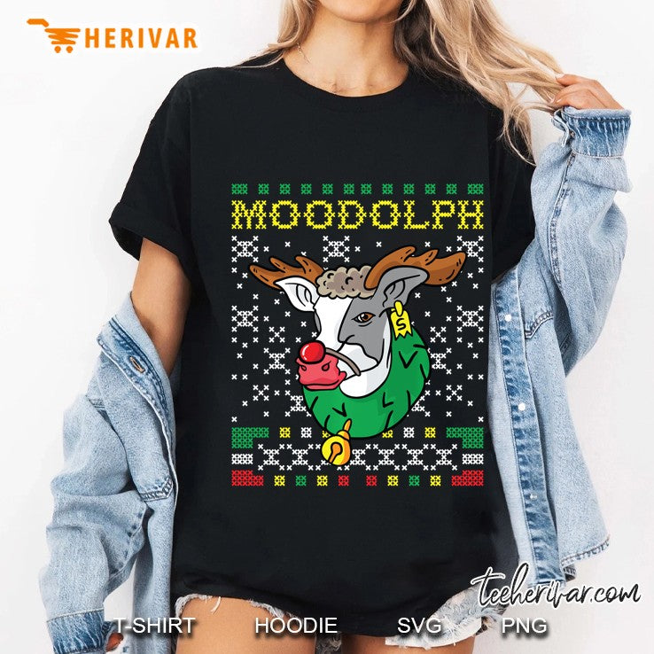 Moodolph Moo Cow Reindeer Ugly Christmas Sweater Farmer