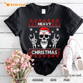 Heavy Christmas Devil Horns Skull Santa Hat Ugly Sweater