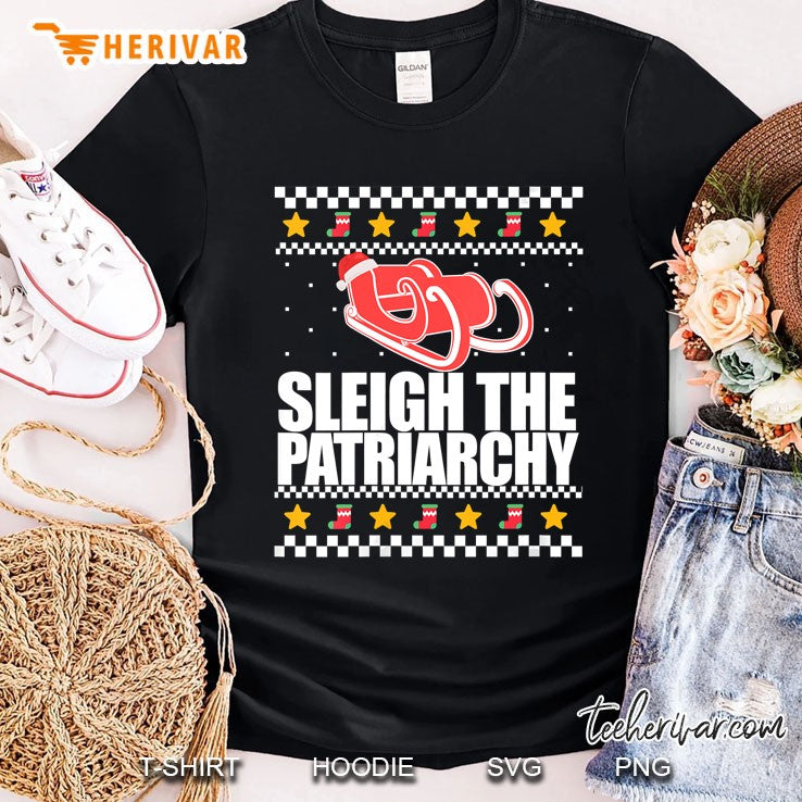 Womens Sleigh The Patriarchy Feminist Ugly Christmas Sweater Meme