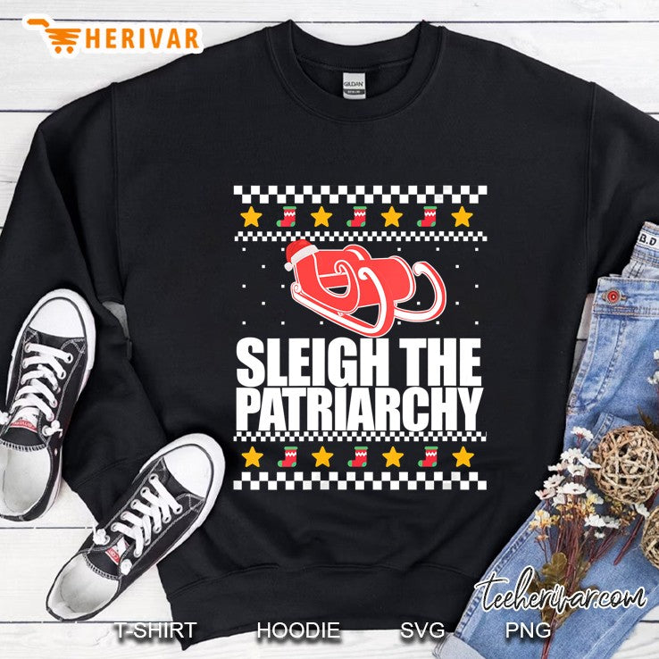 Womens Sleigh The Patriarchy Feminist Ugly Christmas Sweater Meme