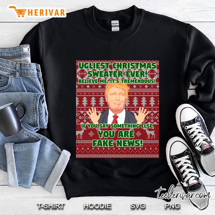 Trump Ugly Christmas Sweater Ugliest Sweater Fake News