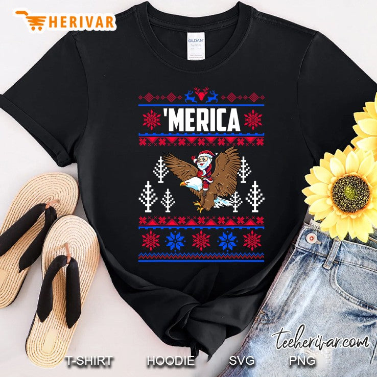 Merica Bad Eagle Ugly Christmas Sweater Santa