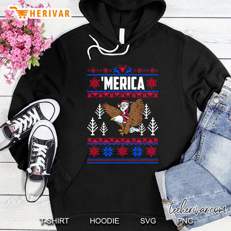 Merica Bad Eagle Ugly Christmas Sweater Santa