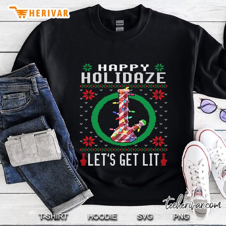 Happy Holidaze 420 Weed Ugly Sweater Christmas Marijuana