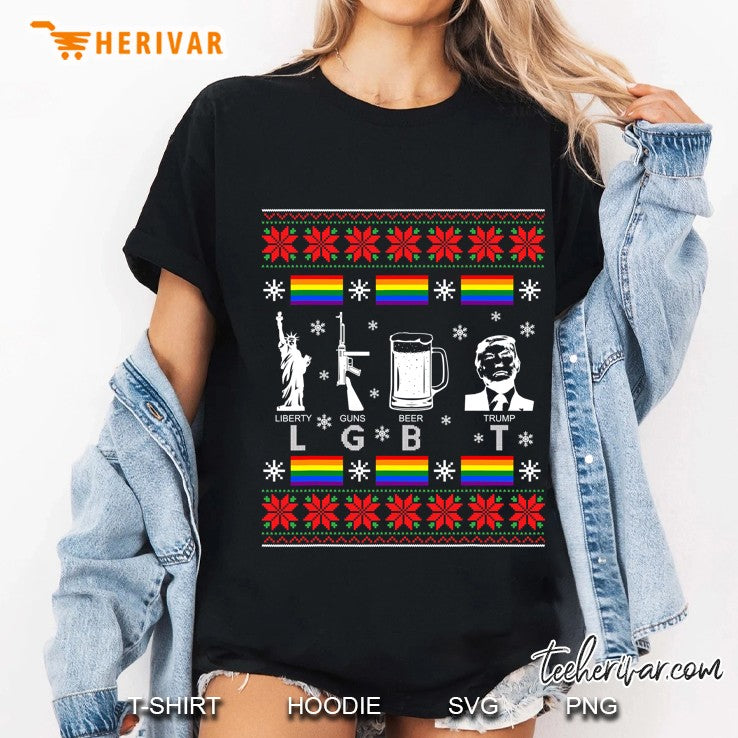 Lgbt Liberty Guns Beer Trump Ugly Christmas Sweater Gift