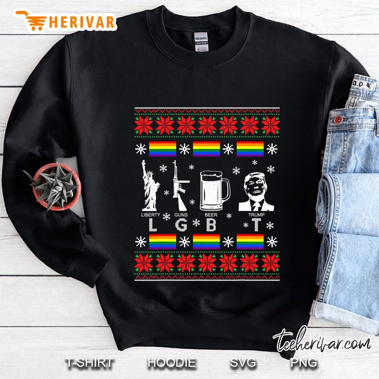 Lgbt Liberty Guns Beer Trump Ugly Christmas Sweater Gift