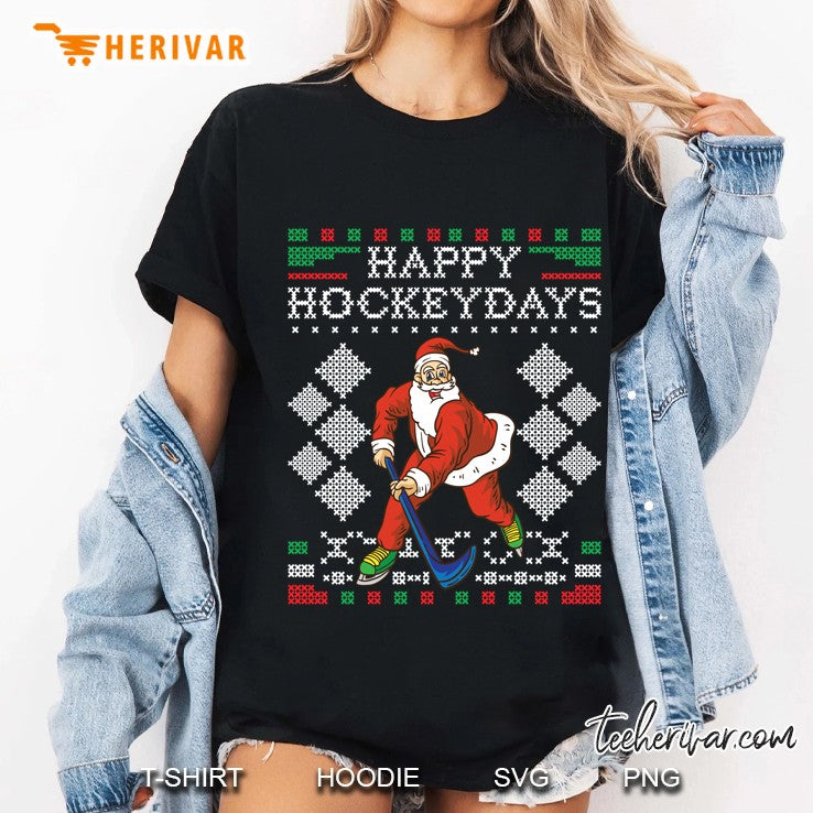 Happy Hockeydays Ice Hockey Player Ugly Christmas Sweater