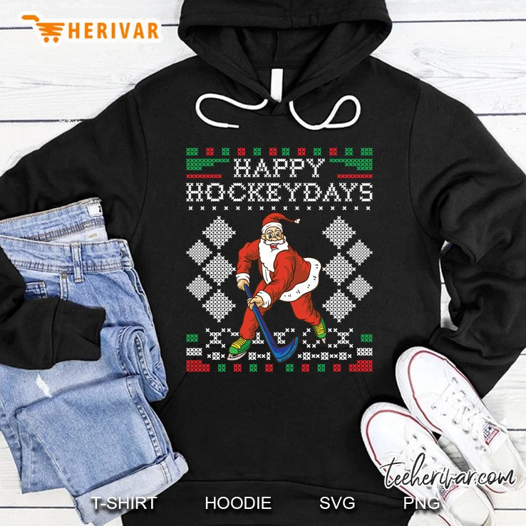 Happy Hockeydays Ice Hockey Player Ugly Christmas Sweater