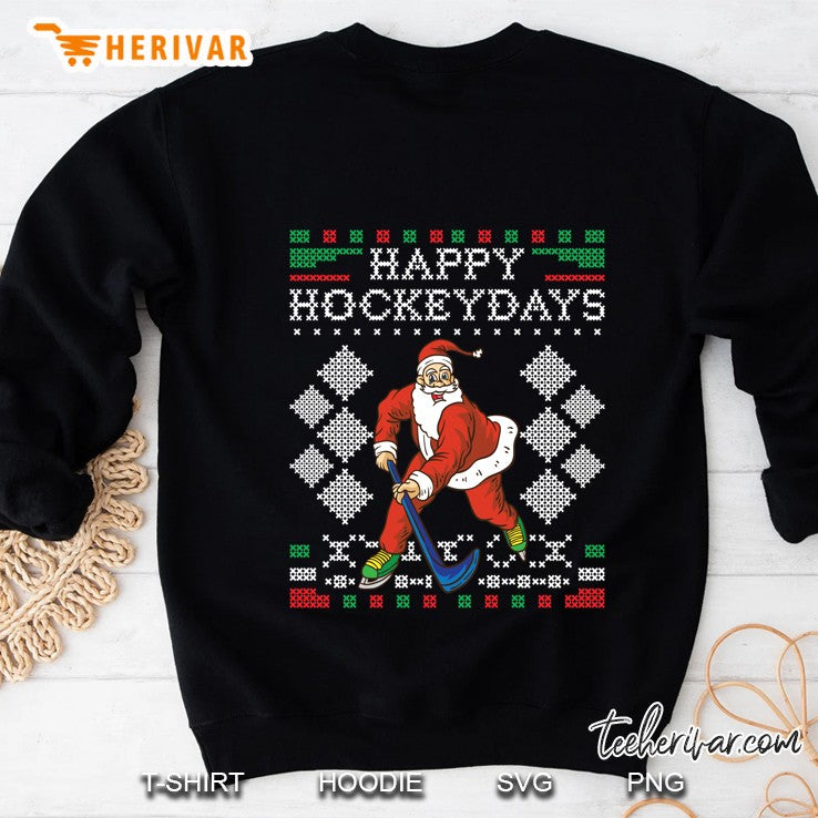 Happy Hockeydays Ice Hockey Player Ugly Christmas Sweater