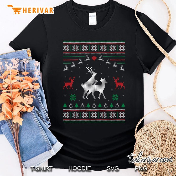 Humping Reindeer Couple Making Love Ugly Christmas Sweater Pullover