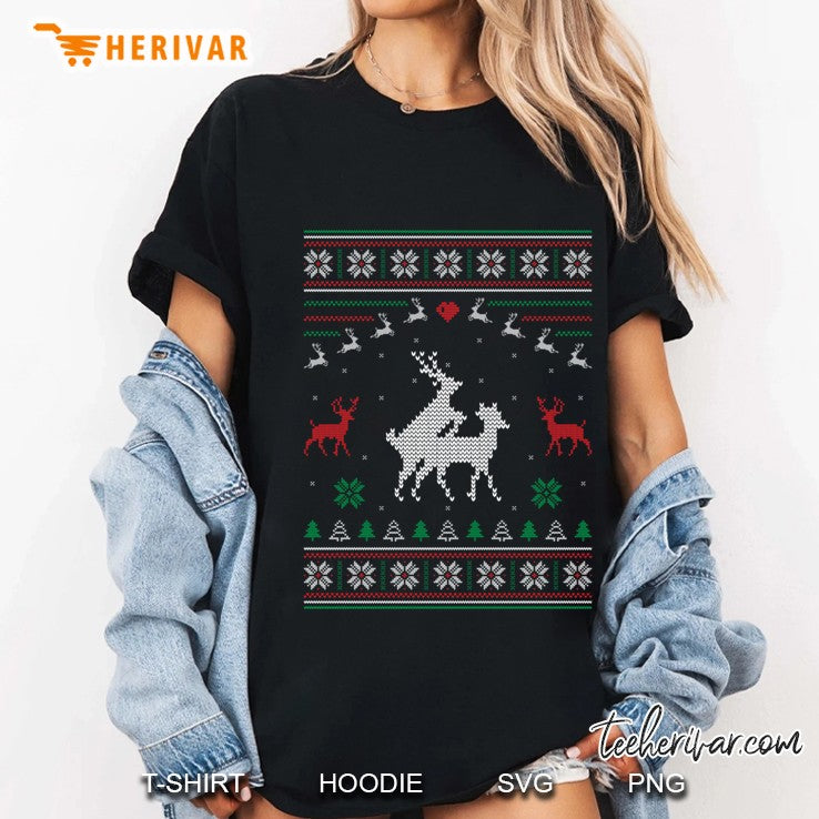 Humping Reindeer Couple Making Love Ugly Christmas Sweater Pullover