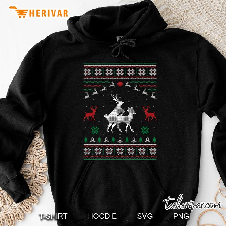 Humping Reindeer Couple Making Love Ugly Christmas Sweater Pullover