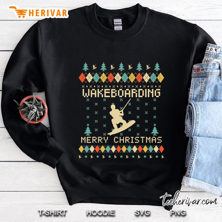 Wakeboarding Funny Ugly Christmas Sweater Vintage Retro