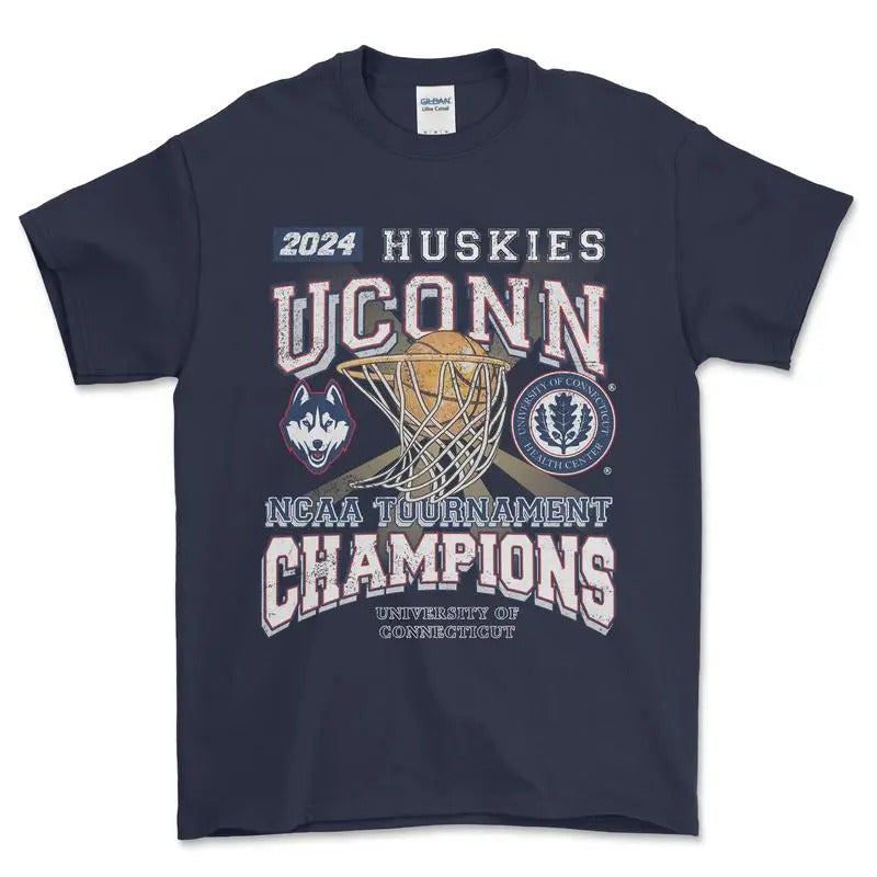 2024 University of Connecticut Tournament Champs Ncaa T-Shirt, Graphic Vintage Sports Tees for Men, Gift for Men, for...
