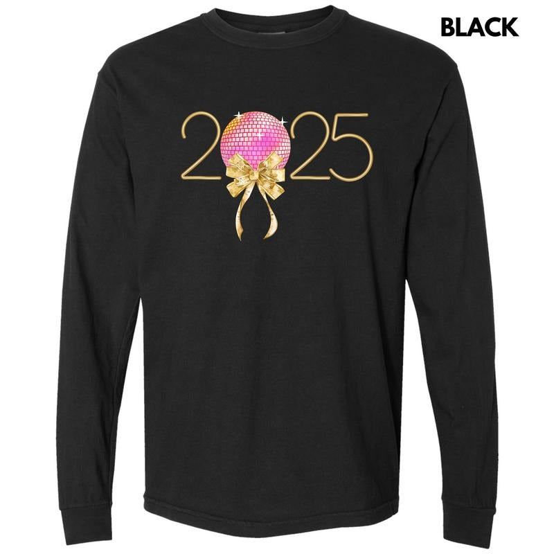 2025 Disco Ball Long Sleeve Comfort Colors T-Shirt 'NLB' Hoodie, Sweatshirt | PureTeeCo.com