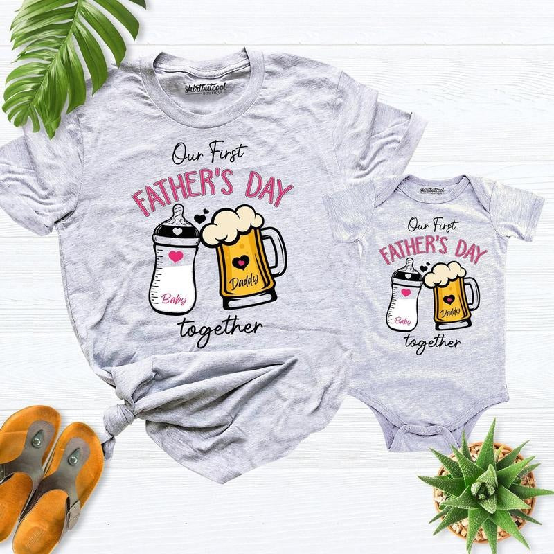 2025 Fathers Day Shirt, Our First Fathers Day Shirt, Gift For Husband, New Daddy Tees, First Fathers Day Matching Outfit...