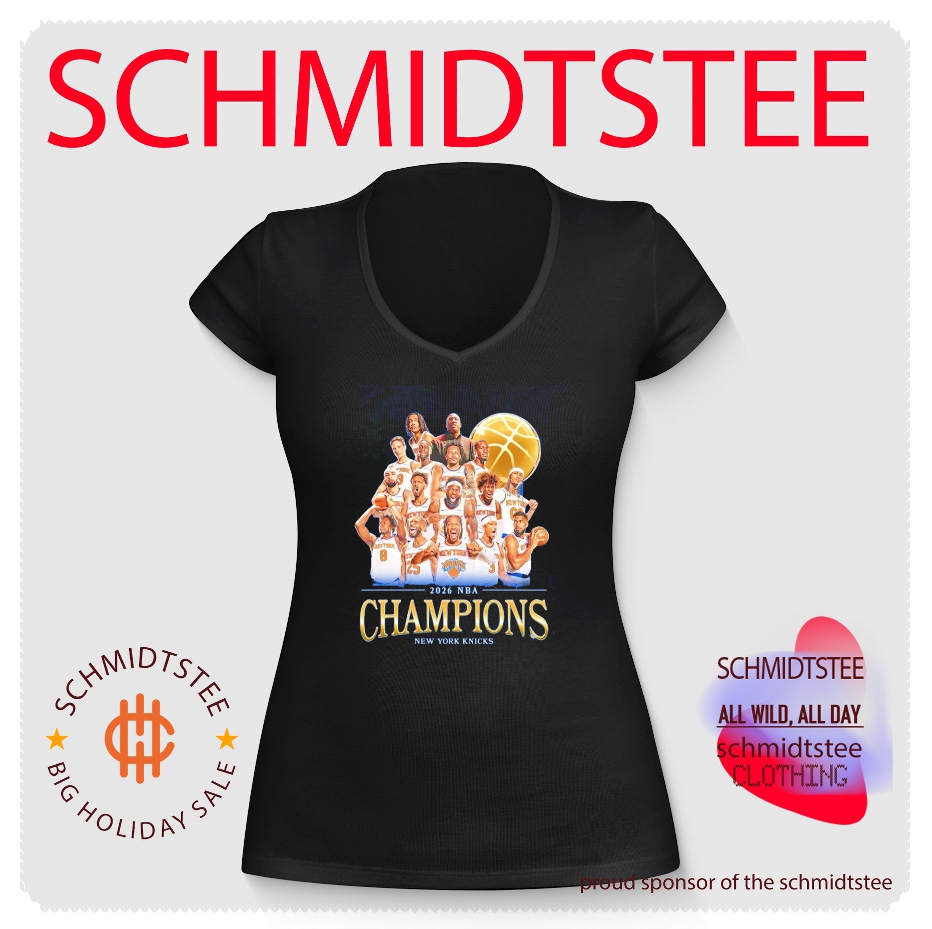 2026 NBA Champions New York Knicks all team graphic T-shirt