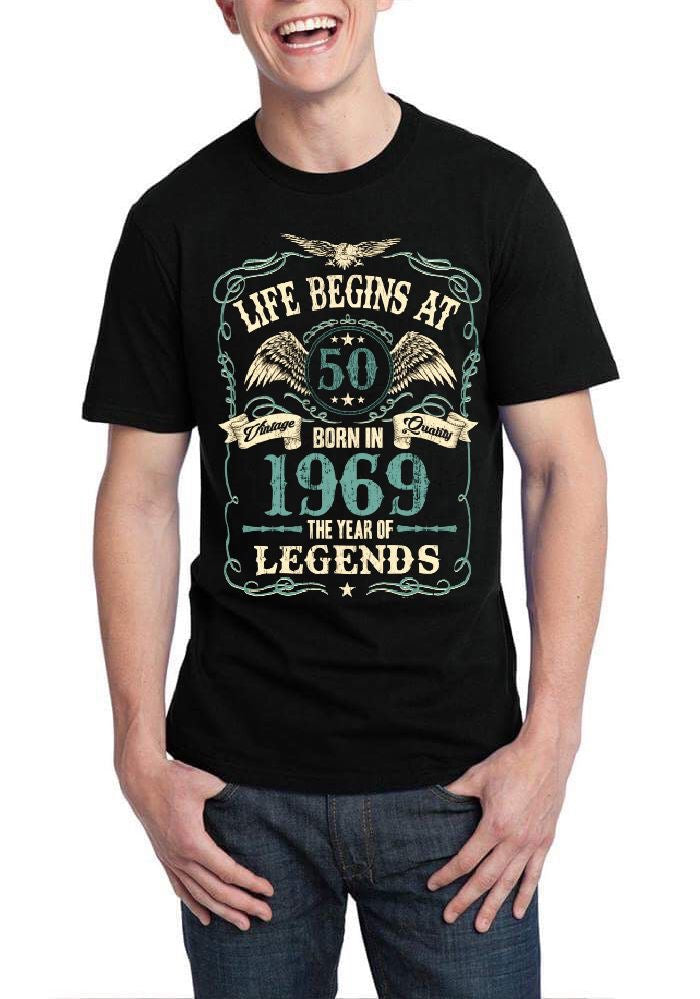 Life Begins At 50 Born In 1969 T-Shirt Hoodie, Sweatshirt | PureTeeCo.com