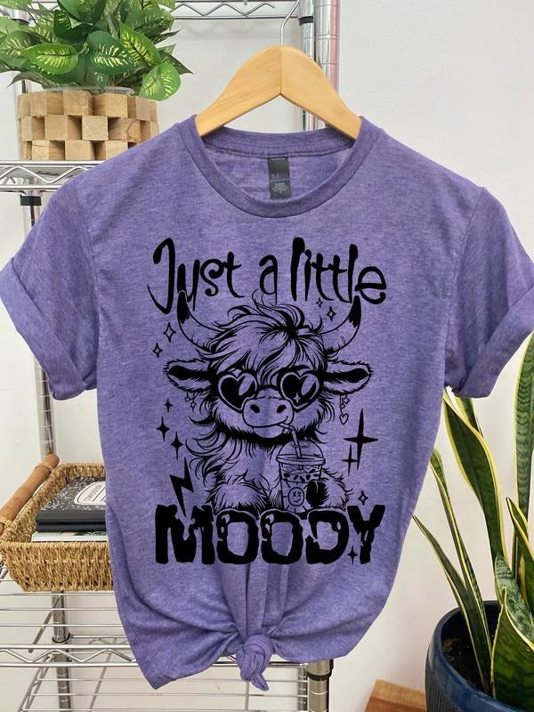 #223 - Just a Little Moody, Cute Baby Highland Cow -  - Print Unisex Crew neck Tee T-shirt Hoodie, Sweatshirt | PureTeeCo.com