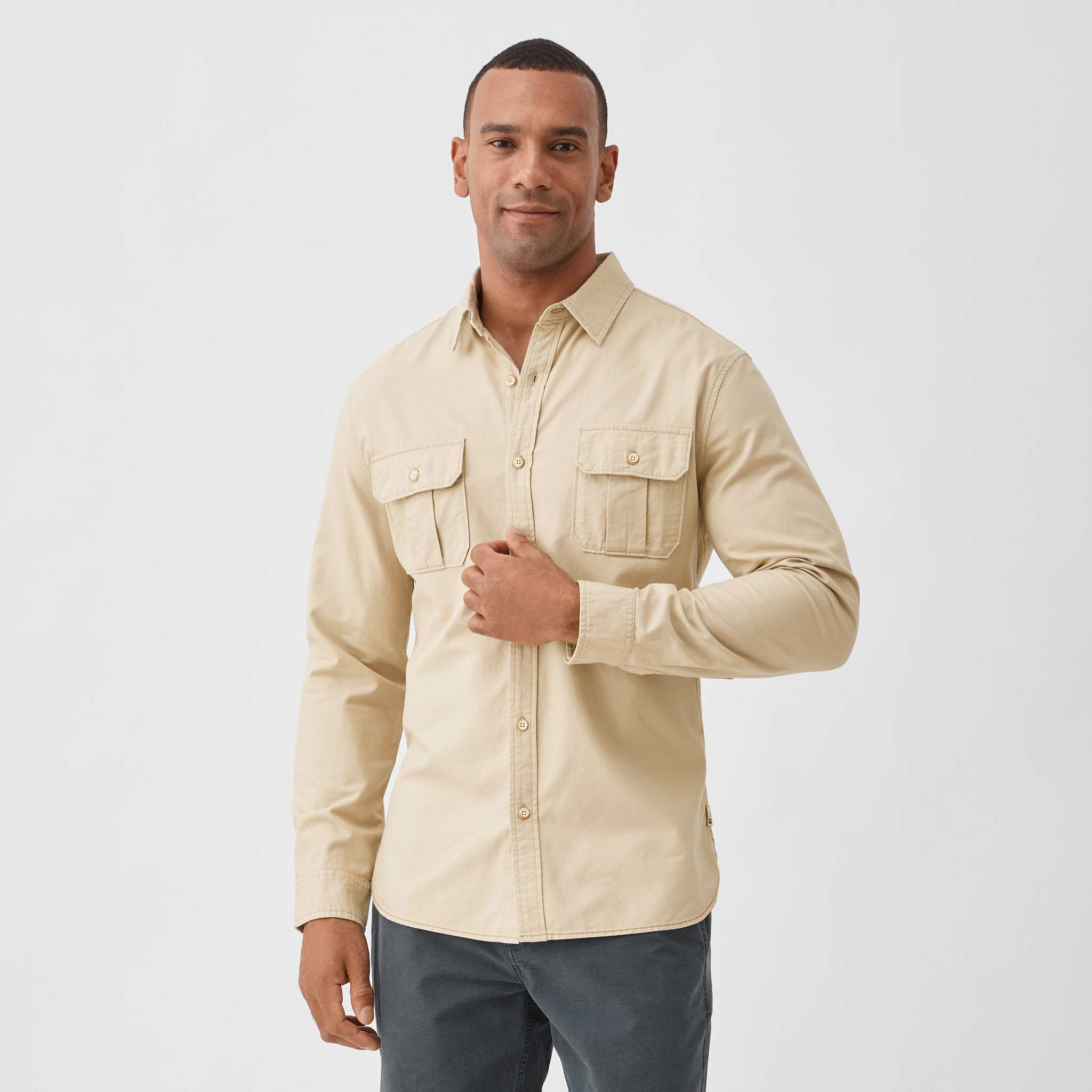 Barry Utility Shirt - Khaki Hoodie, Sweatshirt | PureTeeCo.com (Image 3)