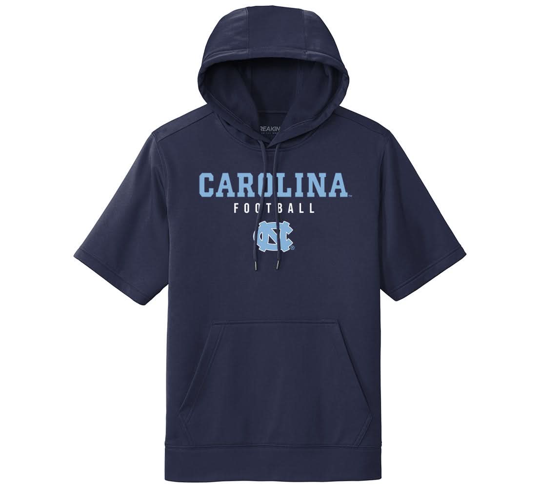 UNC Football: Text Stack Short Sleeve Hoodie T-Shirts, Sweatshirt | PureTeeCo.com
