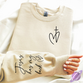 JESUS HAS MY BACK SWEATSHIRT W/ SLEEVE PRINT T-Shirts, Hoodie | PureTeeCo.com (Image 1)