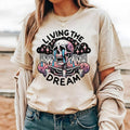#259 - Living the Dream Anxiety Skull Skeleton Shirt - Print Unisex Crew neck Tee T-shirt Hoodie, Sweatshirt | PureTeeCo.com