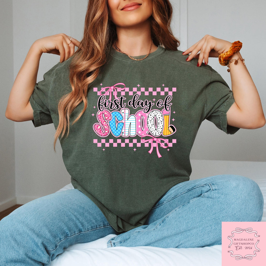 Comfort First Day School Preppy Back School Tee Teacher First Day School Retro Teachers Back School (4)