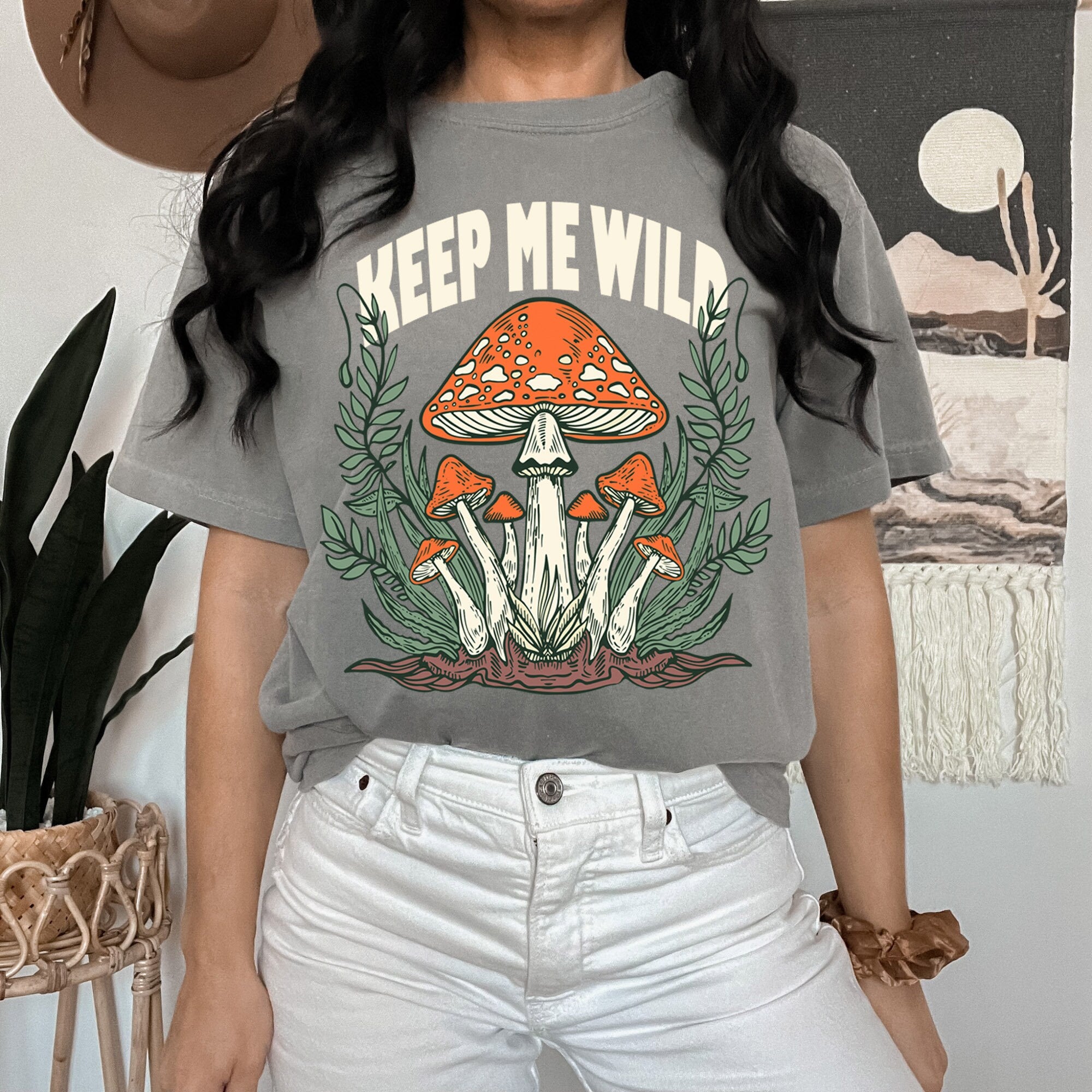 Keep Wild Snake Tee Mystical Tee Mushroom Tee Celestial Vintage Inspired Tee Comfort Colors Oversized Tee (4)