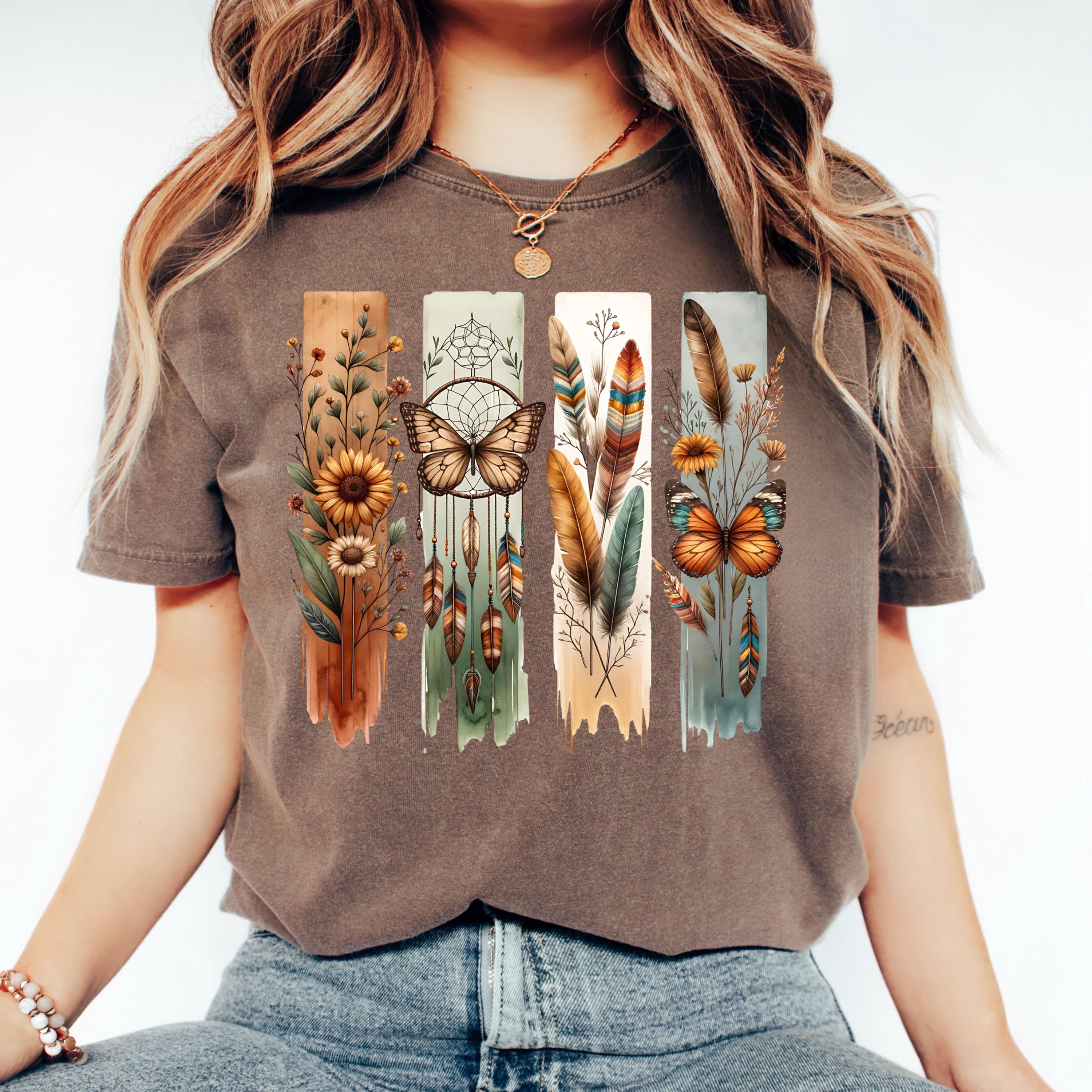 Comfort Colors Vintage Boho Flower Flower Butterfly Floral Retro Flower Nature Lover (4)