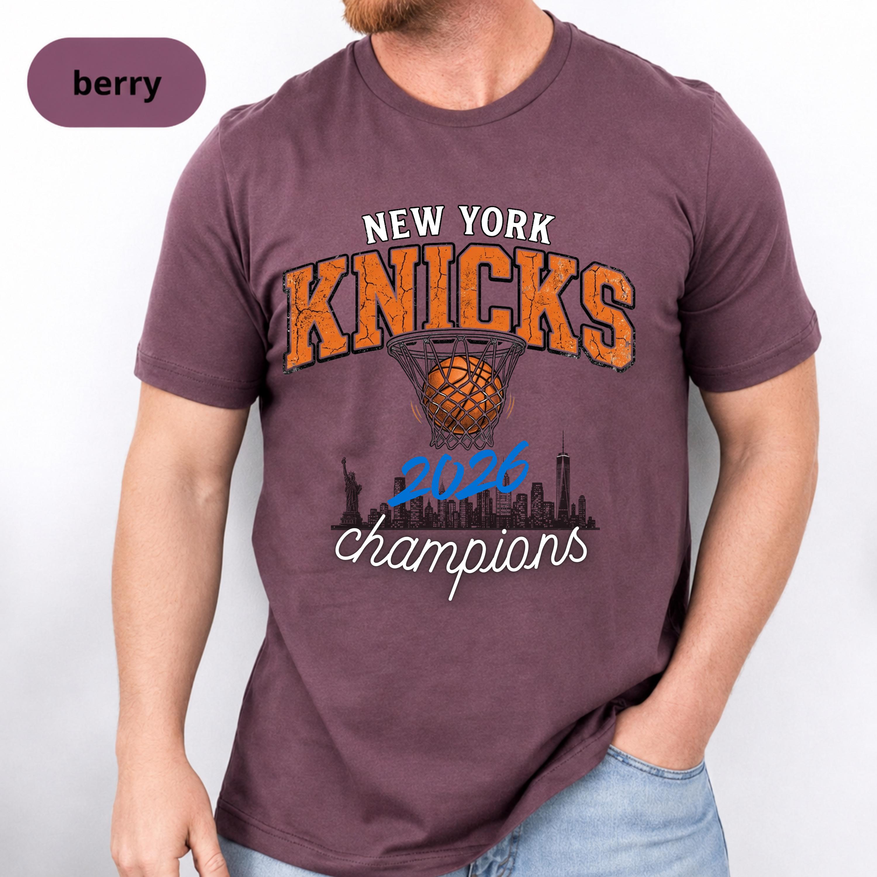 York Knicks Basketball Retro 2026 Champions Tee Nyc Skyline Streetwear Distressed Sporty Urban Fan (4)