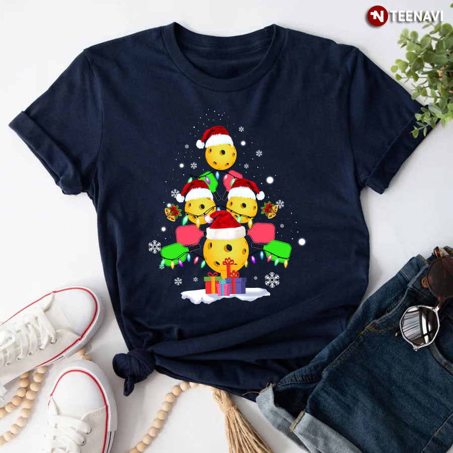 Pickleball Christmas Tree Ugly Sweater Santa Paddleball Lover T-Shirt