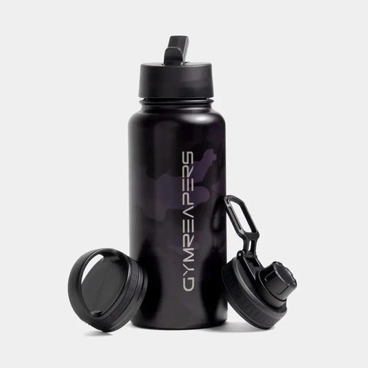 32 oz Stainless Steel Water Bottle - Midnight Camo Drinkware Leakproof Flasks Insulation Lid Silicone