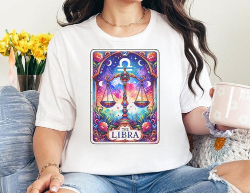 # 321 - Scales Zodiac Libra Tarot Card Design - Print Unisex Crew neck Tee T-shirt Hoodie, Sweatshirt | PureTeeCo.com