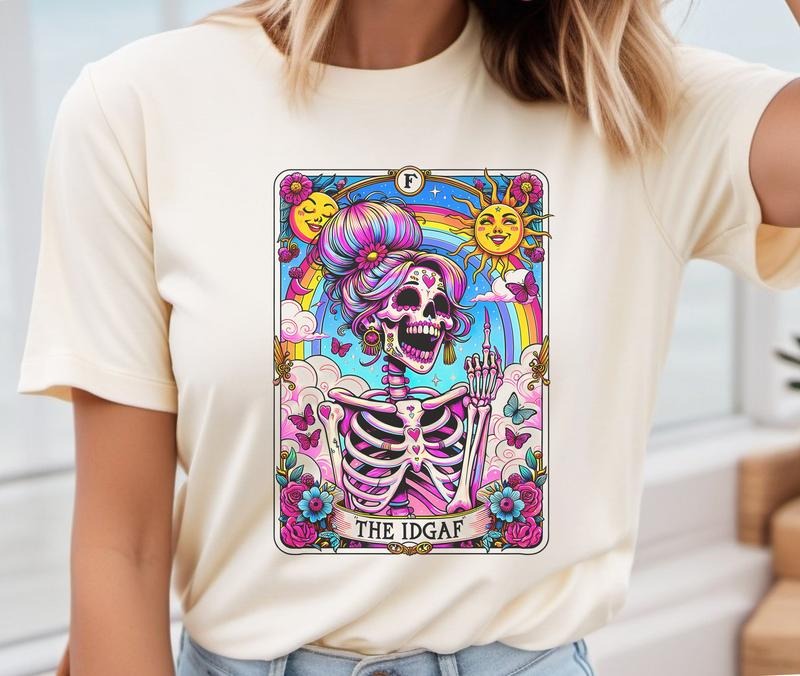 # 331 - The IDGAF Tarot Card Design - Print Unisex Crew neck Tee T-shirt Comfort Fabric Hoodie, Sweatshirt | PureTeeCo.com