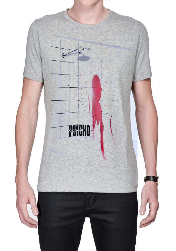 Psycho Grey Melange Half Sleeve T-Shirt Hoodie, Sweatshirt | PureTeeCo.com